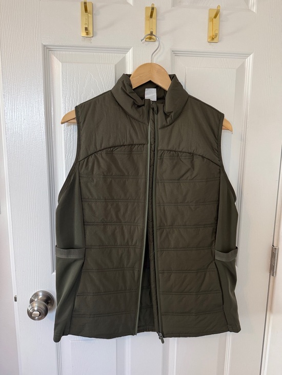 Avia Jackets & Blazers - Avia Olive Green Quilted Vest with Stand Collar